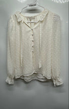 Load image into Gallery viewer, Loft Womens Beige Long Sleeve Tie Neck Button Front Blouse Top Size XXSP