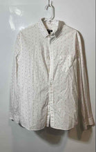 Load image into Gallery viewer, Express Womens Blue White Black Polka Dots Collared Button-Up Shirt Size L