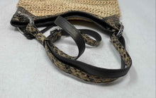Load image into Gallery viewer, Brighton Womens Leela Beige Crochet Straw Leather Snake Trim Crossbody Handbag