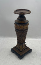 Load image into Gallery viewer, Antique Brown Ornate Pedestal-Style Decorative Candle Holder