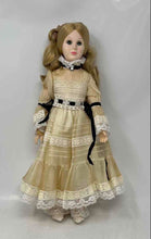 Load image into Gallery viewer, Vintage Collectible Blonde Curly Hair Porcelain Doll In Long Victorian Dress