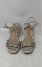 Load image into Gallery viewer, Nina Womens Barron Silver Rhinestone Block Heel Strappy Sandals Size 6.5M