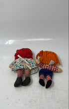 Load image into Gallery viewer, Lot Of 2 Pcs Vintage Cloth Rag Striped Legs Floral Dress Plaid Shirt Mixed Doll
