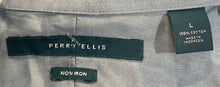 Load image into Gallery viewer, Perry Ellis Mens Light Green Cotton Non-Iron Long Sleeve Button-Up Shirt Size L