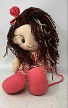 Load image into Gallery viewer, Cloth Pink Dress Striped Outfit Brown Yarn Hair Plush Fashion Doll
