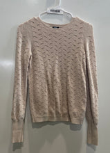 Load image into Gallery viewer, Express Womens Beige Long Sleeve Crew Neck Pointelle Knit Pullover Sweater Sz XS
