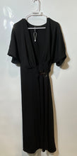 Load image into Gallery viewer, Mango Womens Black Flared Sleeve V-Neck Side Hoop Midi Length Wrap Dress Size 8
