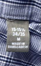 Load image into Gallery viewer, Michael Kors Mens Blue Plaid Cotton Long Sleeve Regular Fit Dress Shirt Size M