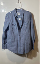 Load image into Gallery viewer, Calvin Klein Mens Blue Striped Long Sleeve Collared Button-Up Shirt Size Small