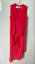 Load image into Gallery viewer, BCBGMaxazria Womens Red Sleeveless Ruffle High-Low Draped Mini Dress Size S