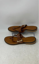 Load image into Gallery viewer, Toscanella Womens Brown Leather Open Toe Slip-On Thong Sandals Size 10