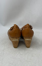 Load image into Gallery viewer, Michael Kors Womens Brown Leather Peep Toe Wedge Heel Slingback Sandals Size 6 M