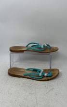 Load image into Gallery viewer, Eddy Daniele Womens Swarovski Blue Beige Slip-On Open Toe Thong Sandals Size 40
