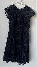 Load image into Gallery viewer, Loft Womens Black Leopard Print Short Flutter Sleeve Ruffle Swing Dress Size M