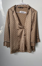 Load image into Gallery viewer, Zara Womens Multicolor Geometric 3/4 Sleeve Collared Pajama Blouse Top Size S