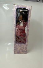 Load image into Gallery viewer, UG Collector Floral Red Dress Curly Black Hair Porcelain Doll In Box