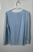 Load image into Gallery viewer, Calvin Klein Womens Light Blue Long Sleeve Round Neck Pullover Blouse Top Size M