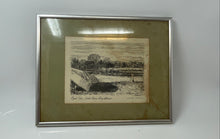 Load image into Gallery viewer, Vintage Square Framed Black And White Canal View Boat Scene Painting