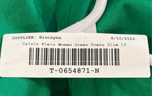 Load image into Gallery viewer, Calvin Klein Womens Green Sleeveless Pleated Back Zip Fit & Flare Dress Size 12