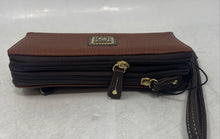 Load image into Gallery viewer, Stone Mountain Womens Brown Leather Side Wristlet Strap Zip-Around Wallet