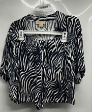 Load image into Gallery viewer, Michael Kors Womens Blue & White Zebra Print Button-Up Shirt & Shorts Set Size L