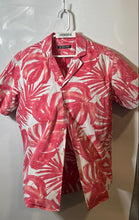 Load image into Gallery viewer, Michael Kors Mens White Red Palm Leaf Print Cotton Button-Up Shirt Size L