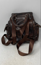 Load image into Gallery viewer, Steve Madden Womens Brown Leather Zipper Adjustable Strap Top Handle Backpack