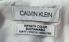 Load image into Gallery viewer, Calvin Klein Mens White Pleated Slim Fit Stretch Wrinkle Free Dress Shirt Size M