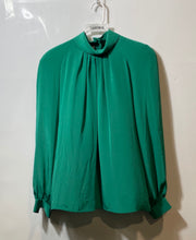 Load image into Gallery viewer, Anna Kriste Womens Green Balloon Sleeve Mock Neck Blouse Top Size 10