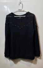 Load image into Gallery viewer, Forever 21 Womens Black Long Sleeve Crew Neck Studded Pullover Blouse Top Size L