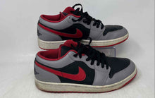 Load image into Gallery viewer, Nike Mens Air Jordan 1 Low Gray Black Red Leather Lace-Up Sneakers Shoes Size 9