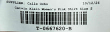 Load image into Gallery viewer, Calvin Klein Womens Pink Long Sleeve Collared Button-Up Shirt Size Small