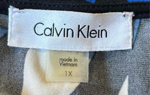 Load image into Gallery viewer, Calvin Klein Womens Blue Black Geometric Sleeveless Cowl Neck Blouse Top Size 1X