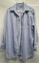 Load image into Gallery viewer, Tommy Hilfiger Mens Blue Striped Cotton Long Sleeve Collared Dress Shirt Size L
