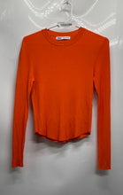 Load image into Gallery viewer, Zara Womens Orange Ribbed Knit Long Sleeve Crew Neck Pullover Blouse Top Size M