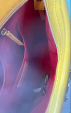 Load image into Gallery viewer, Dooney & Bourke Womens Yellow Inner Pockets Shoulder Tote Bag Stained