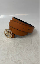 Load image into Gallery viewer, Michael Kors Womens Brown Leather Gold-Tone Round Buckle Adjustable Fashion Belt