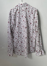 Load image into Gallery viewer, Express Mens White And Red Floral Long Sleeve Extra Slim Fit Dress Shirt Sz L/G