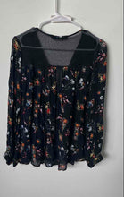 Load image into Gallery viewer, Zara Womens Black Multicolor Floral Print Long Sleeve Blouse Top Size XS