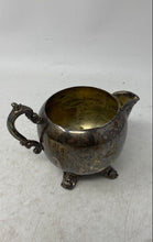 Load image into Gallery viewer, Vintage Silver-Tone Tableware Engraved Scroll Handle Four Footed Creamer