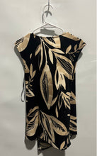 Load image into Gallery viewer, Alfani Womens Black Light Brown Botanical Print Asymmetrical Hem Blouse Top Sz M