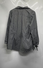 Load image into Gallery viewer, Anne Klein Womens Gray White Striped Button-Up Shirt Size Large
