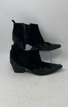 Load image into Gallery viewer, Zara Womens Black Leather Block Heel Western Style Ankle Bootie Size EUR 41