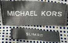 Load image into Gallery viewer, Michael Kors Mens Blue Cotton Collared Long Sleeve Dress Shirt Size Large