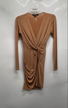 Load image into Gallery viewer, Forever 21 Womens Brown Long Sleeve Drape Twisted Pullover Bodycon Dress Size S