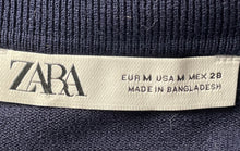 Load image into Gallery viewer, Zara Womens Blue Long Sleeve Spread Collar Knitted Polo Shirt Size Medium