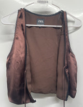 Load image into Gallery viewer, Zara Womens Brown Sleeveless V-Neck Casual Tie Front Vest Size Small