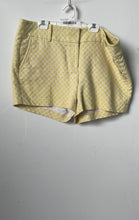 Load image into Gallery viewer, Ann Taylor Womens Yellow Geometric Flat Front Slash Pockets Chino Shorts Size 14
