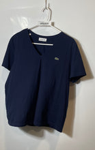Load image into Gallery viewer, Lacoste Womens Blue Cotton V-Neck Relaxed Fit Pullover T-Shirt Size 42