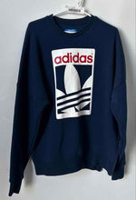 Load image into Gallery viewer, Adidas Mens Navy Blue Graphic Print Trefoil Long Sleeve Pullover Sweatshirt Sz L
